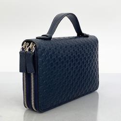 グッチ(Gucci) グッチ 長財布 マイクログッチシマ 449246 レザー ネイビー   メンズ レディース