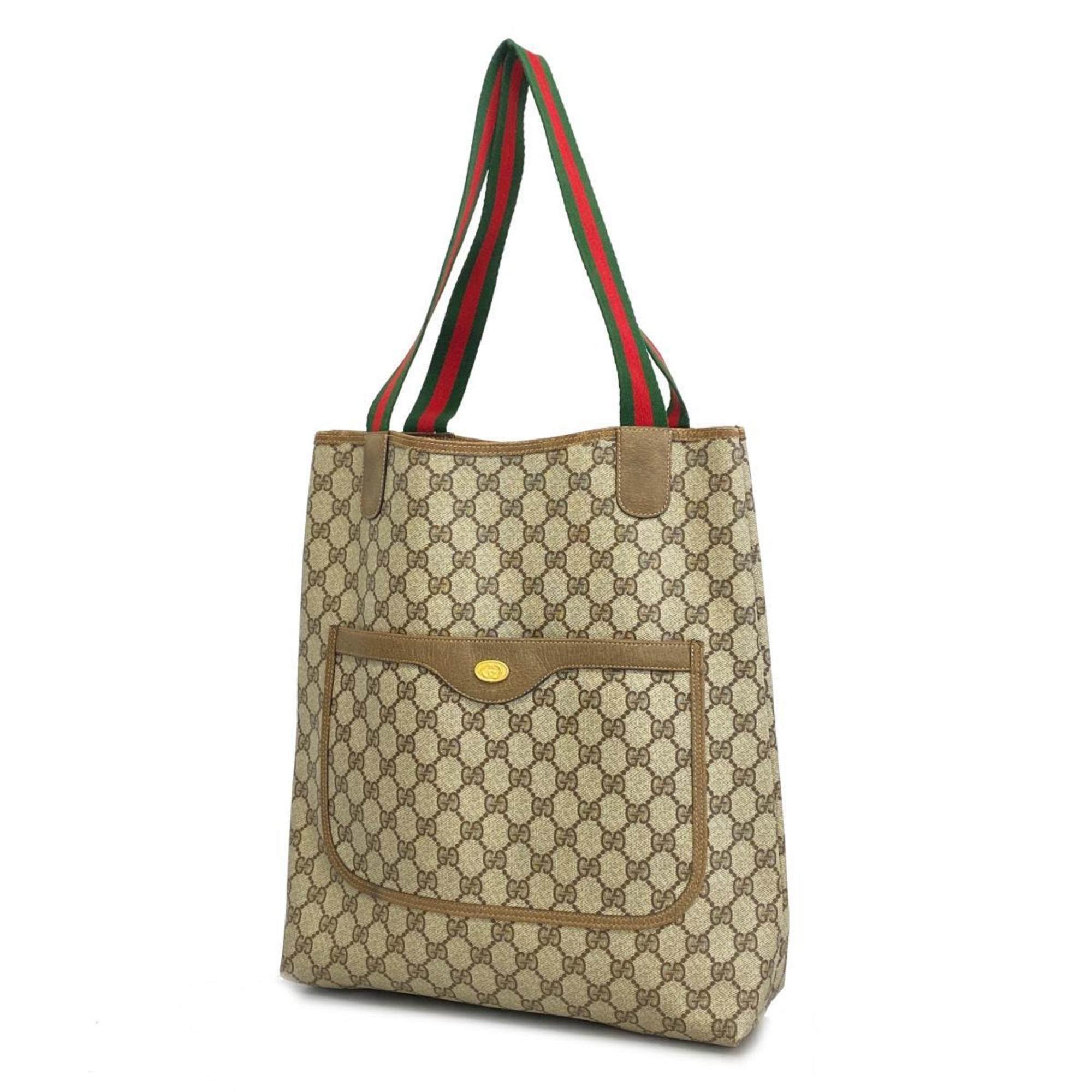 グッチ(Gucci) グッチ トートバッグ GGスプリーム シェリーライン 39 02 003  レザー ブラウン ベージュ   レディース