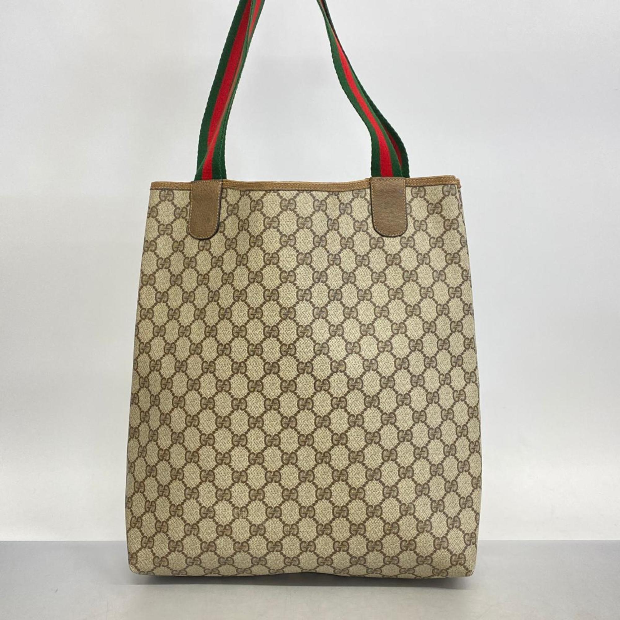 グッチ(Gucci) グッチ トートバッグ GGスプリーム シェリーライン 39 02 003  レザー ブラウン ベージュ   レディース