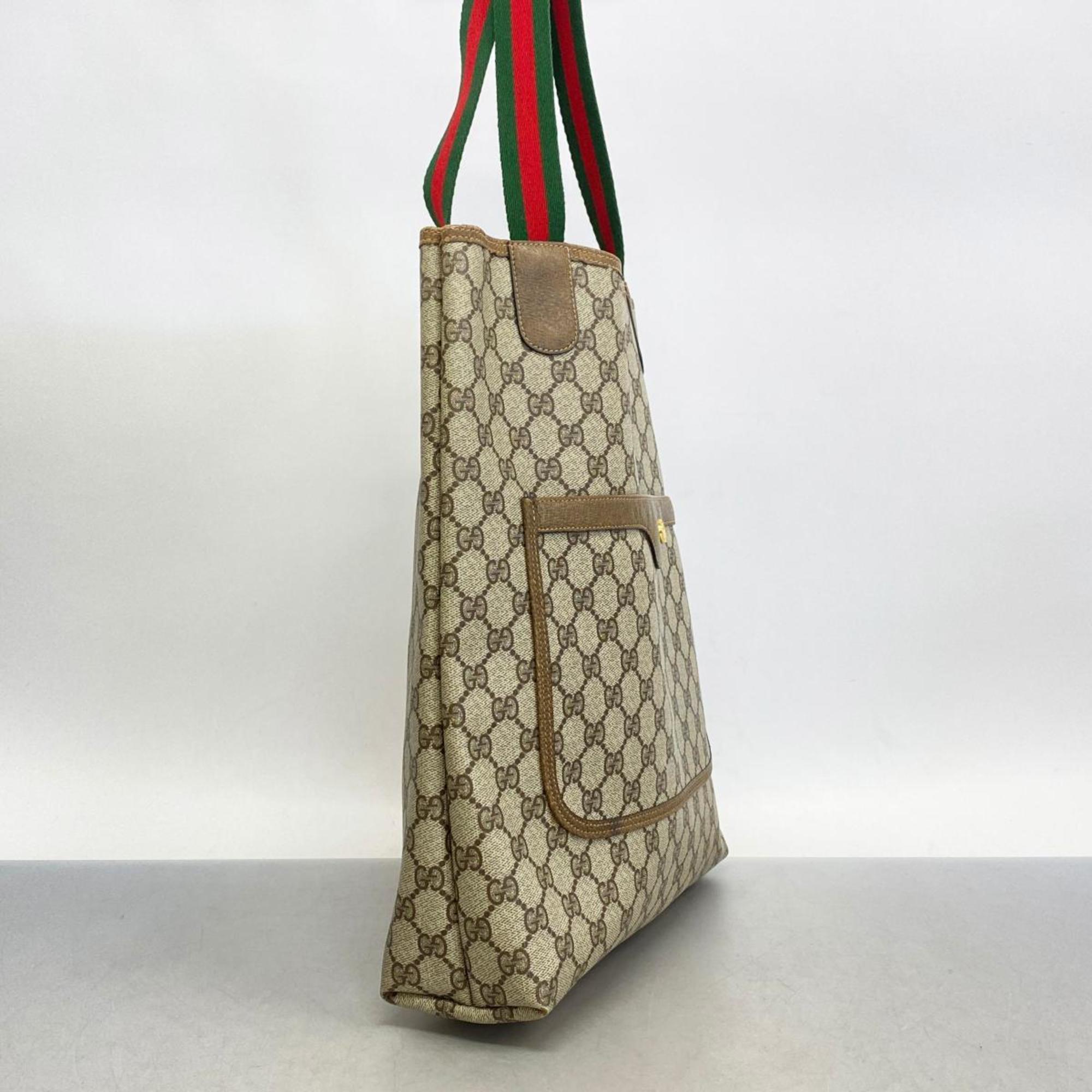 グッチ(Gucci) グッチ トートバッグ GGスプリーム シェリーライン 39 02 003  レザー ブラウン ベージュ   レディース