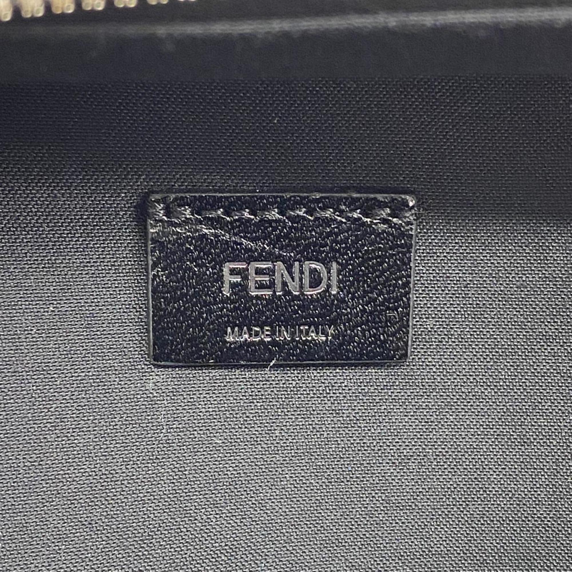 フェンディ(Fendi) フェンディ ショルダーバッグ ズッキーノ ナイロンキャンバス レザー ブラック   メンズ