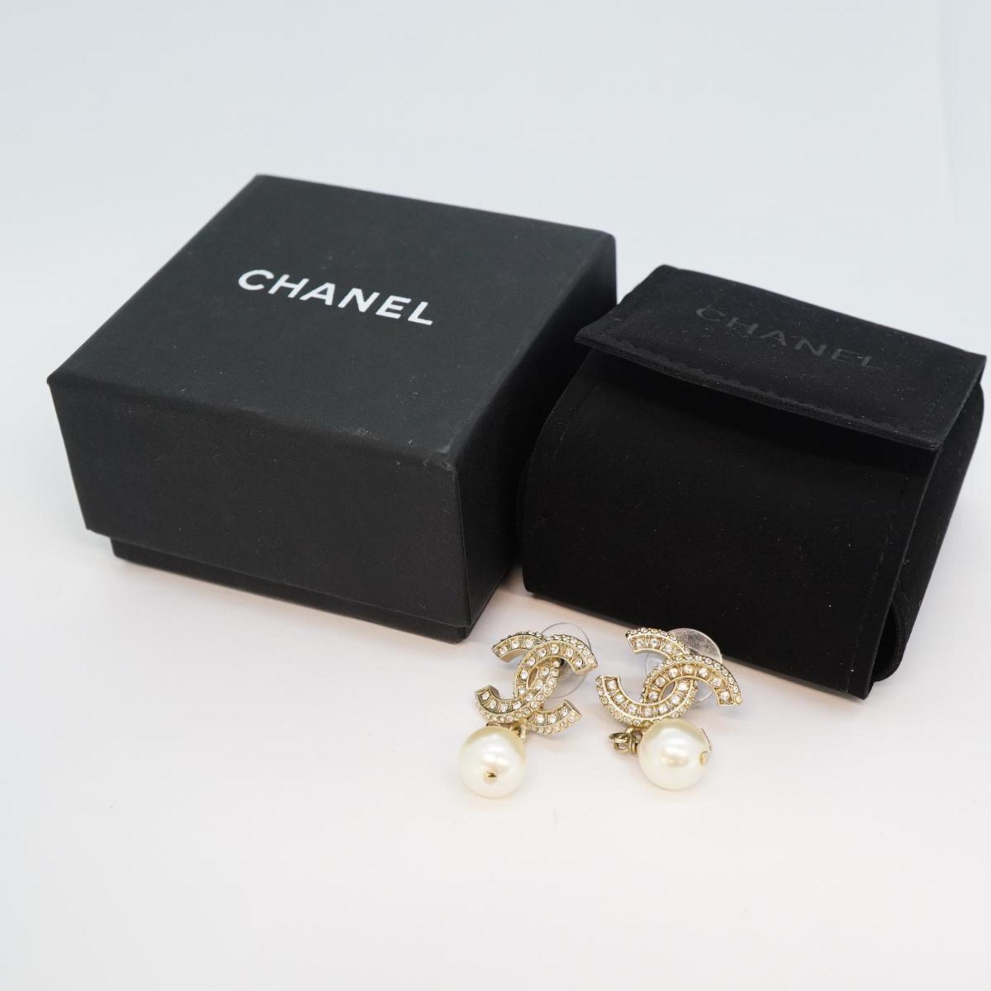 シャネル(Chanel) シャネル ピアス ココマーク フェイクパール ラインストーン GPメッキ シャンパンゴールド A20V  レディース