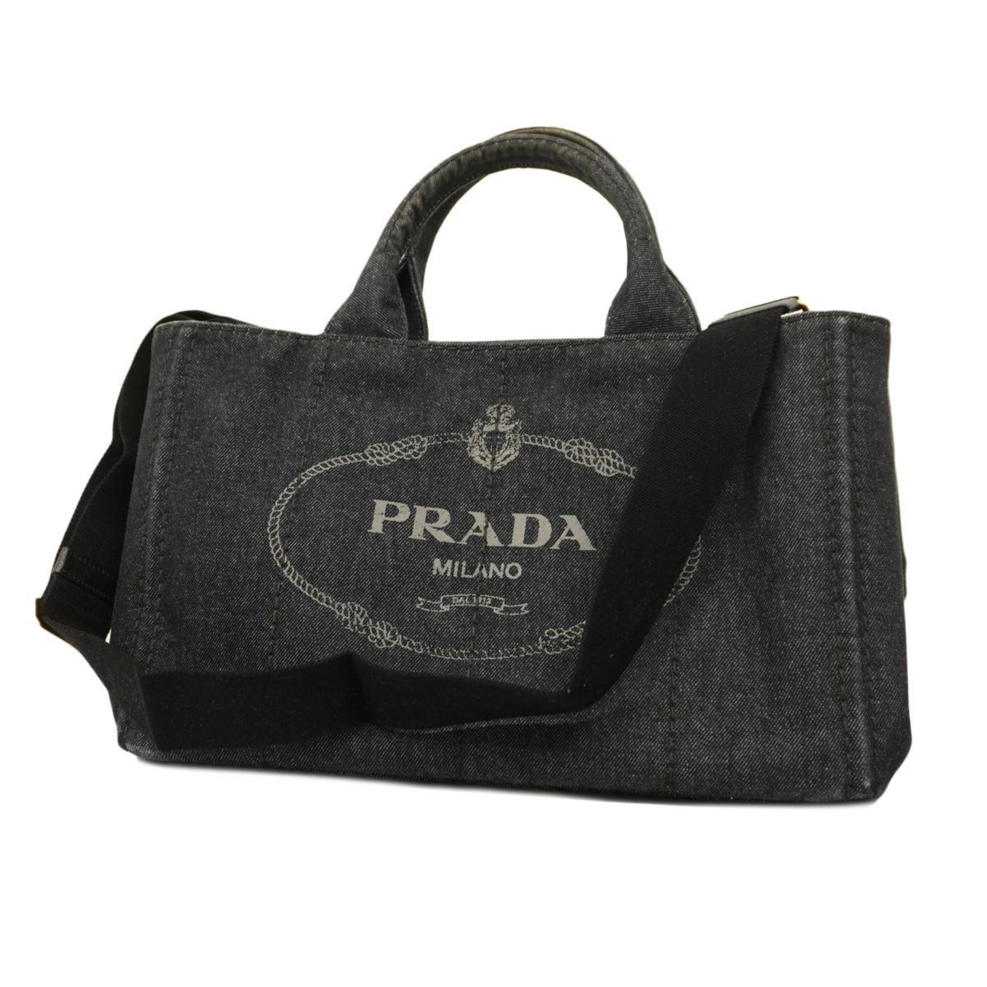 プラダ(Prada) プラダ ハンドバッグ カナパ デニム ブラック   レディース