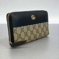 グッチ(Gucci) グッチ 長財布 GGマーモント GGスプリーム 456117  レザー ブラウン ブラック   レディース