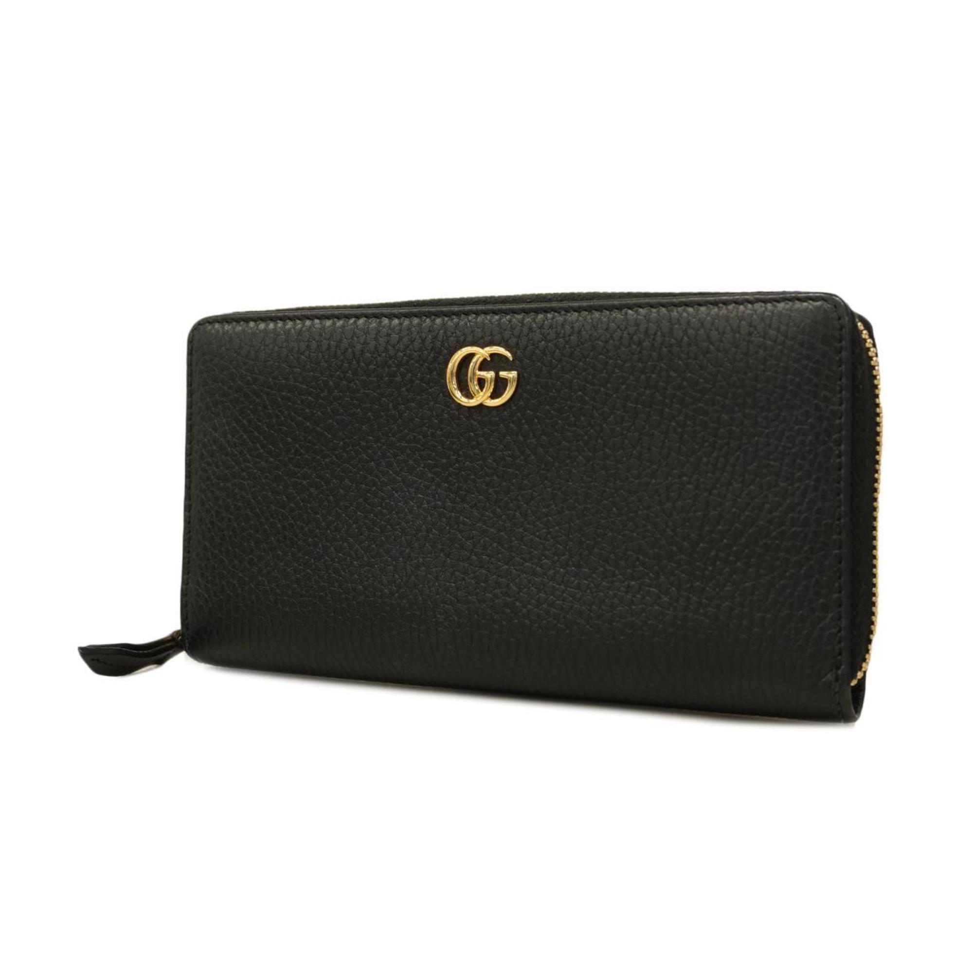 グッチ(Gucci) グッチ 長財布 GGマーモント 456117 レザー ブラック   レディース