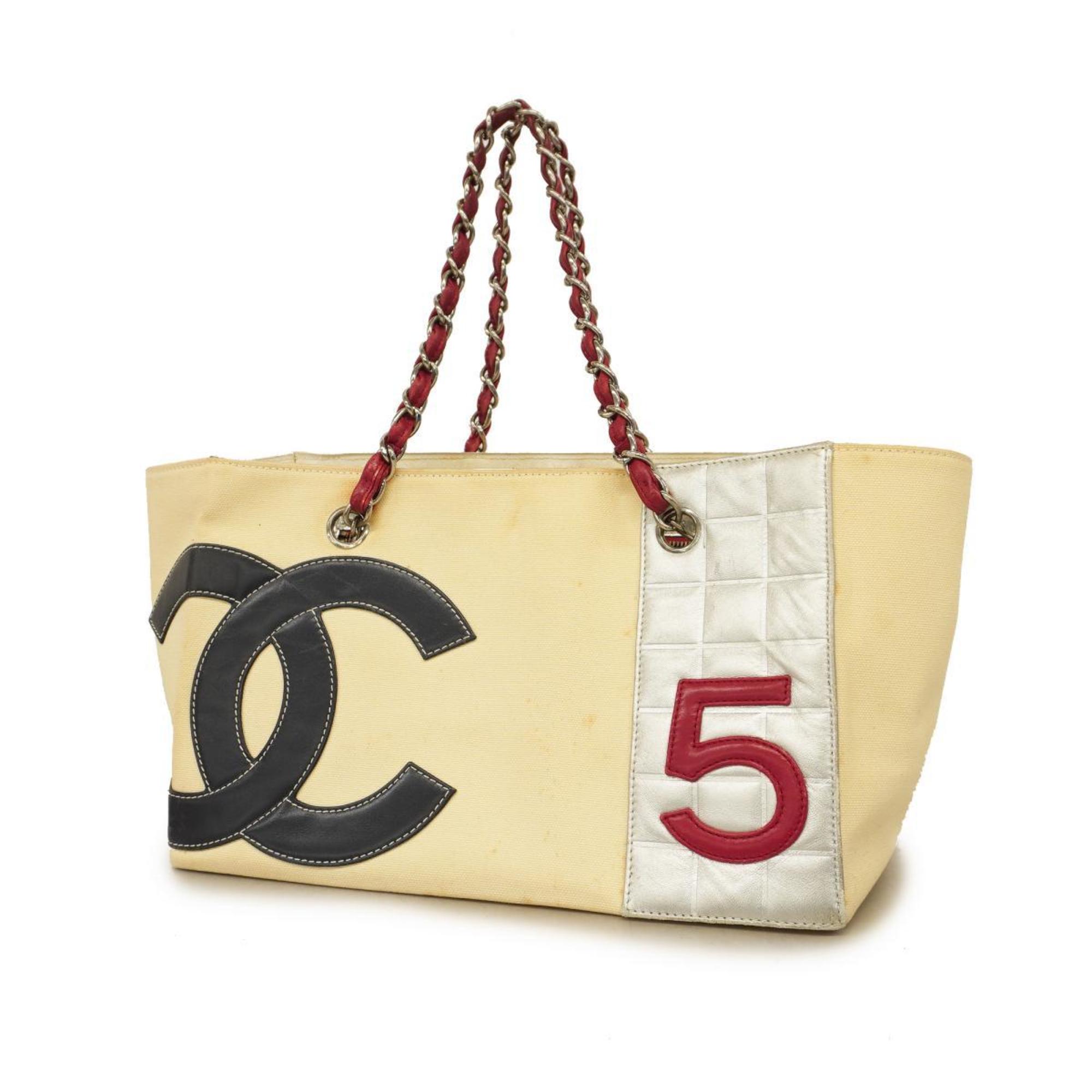 シャネル(Chanel) シャネル ハンドバッグ チョコバー NO.5 レザー キャンバス レッド アイボリー シルバー ネイビー  レディース