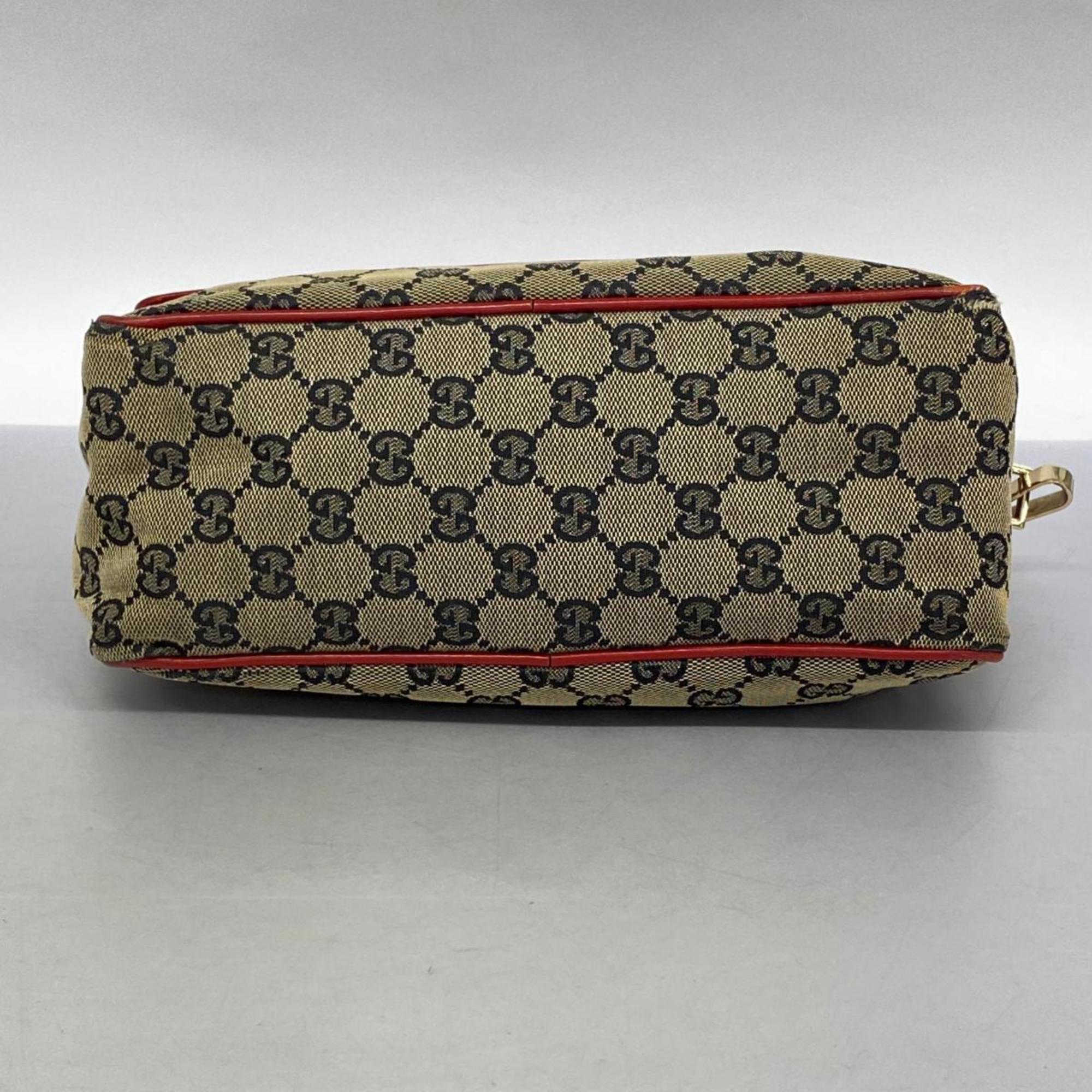 グッチ(Gucci) グッチ ショルダーバッグ GGキャンバス 019 0375 キャンバス ブラウン レッド シャンパン  レディース