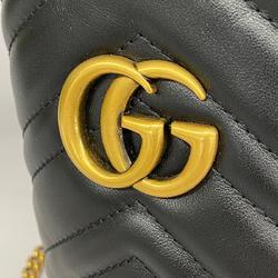 グッチ(Gucci) グッチ ショルダーバッグ GGマーモント 575163 レザー ブラック   レディース