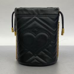 グッチ(Gucci) グッチ ショルダーバッグ GGマーモント 575163 レザー ブラック   レディース