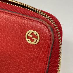 グッチ(Gucci) グッチ 長財布 インターロッキングG 449347 レザー レッド シャンパン  メンズ レディース