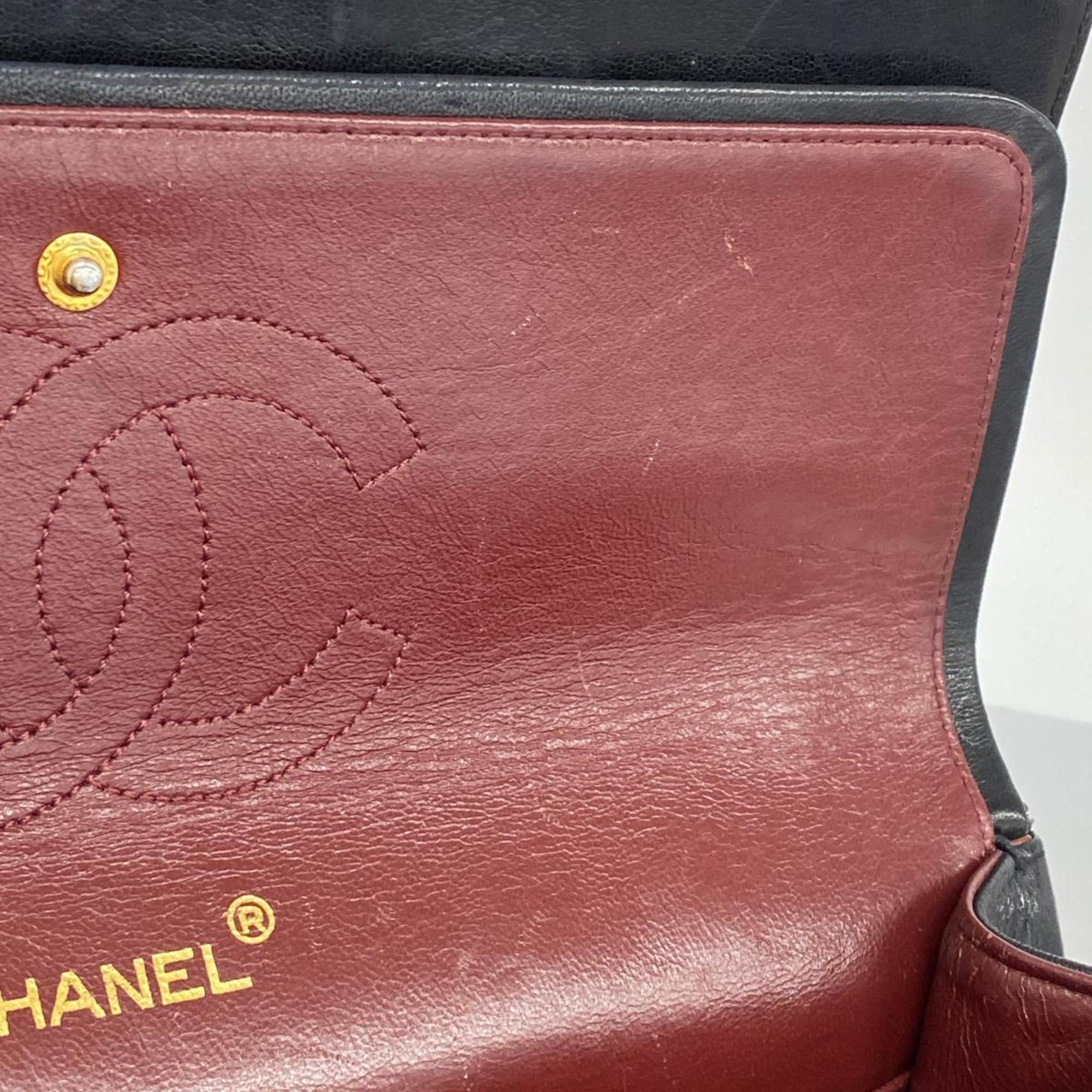 シャネル(Chanel) シャネル ショルダーバッグ マトラッセ Wフラップ Wチェーン ラムスキン ブラック   レディース