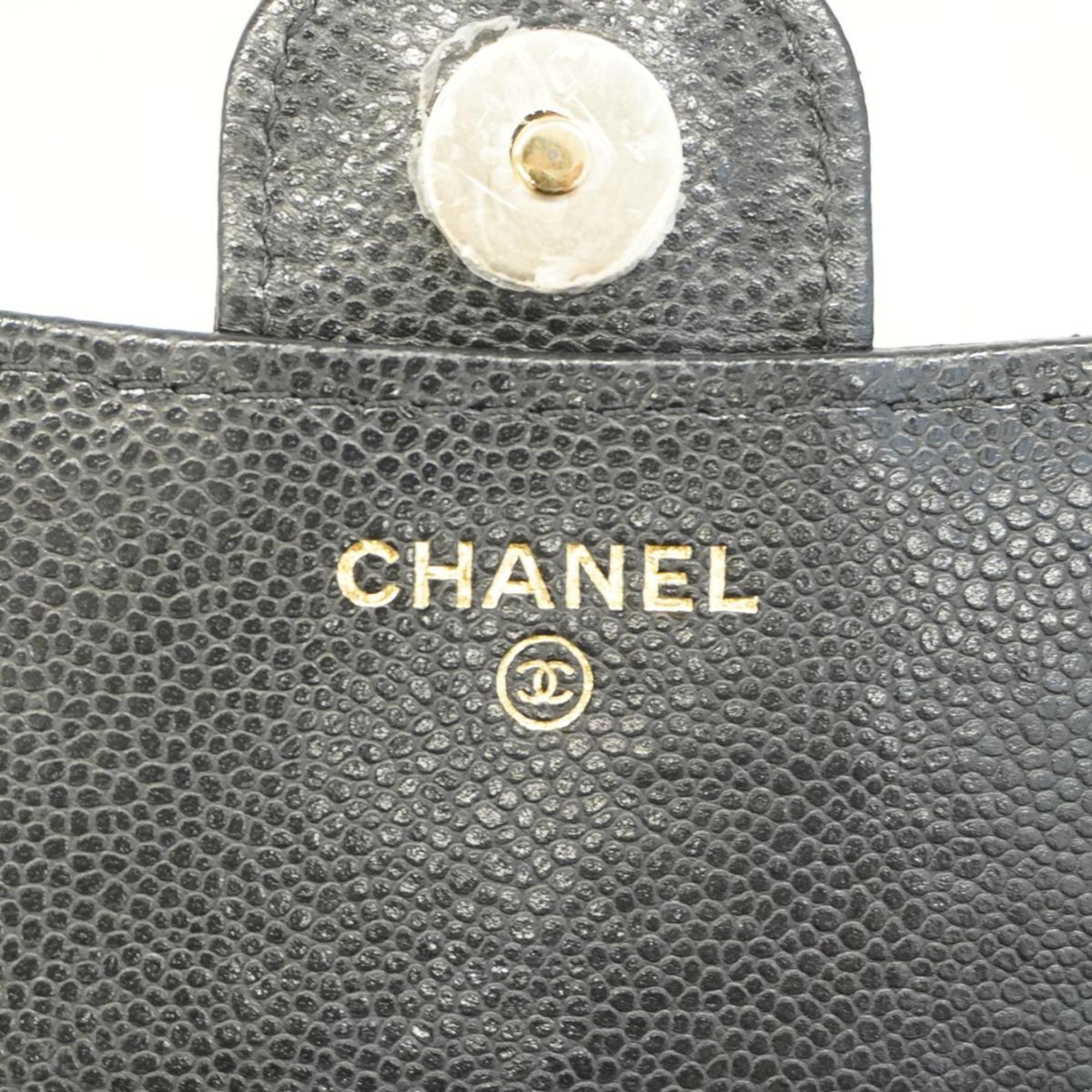 シャネル(Chanel) シャネル ショルダーウォレット マトラッセ チェーンショルダー キャビアスキン ブラック シャンパン  レディース