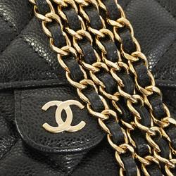 シャネル(Chanel) シャネル ショルダーウォレット マトラッセ チェーンショルダー キャビアスキン ブラック シャンパン  レディース