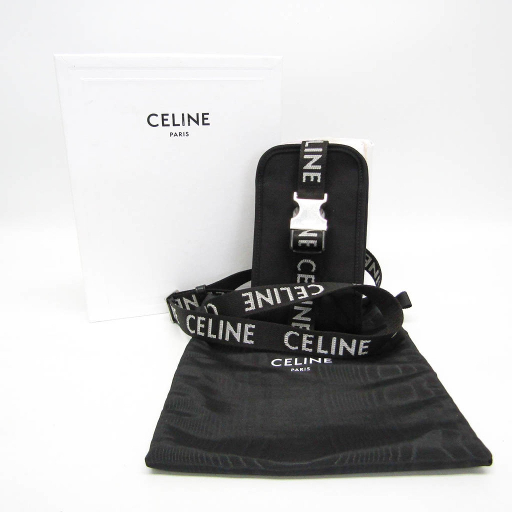 セリーヌ(Celine) トレッキング モバイルフォンポーチ 10J21 メンズ,レディース ナイロンキャンバス ポーチ,ショルダーバッグ ブラック