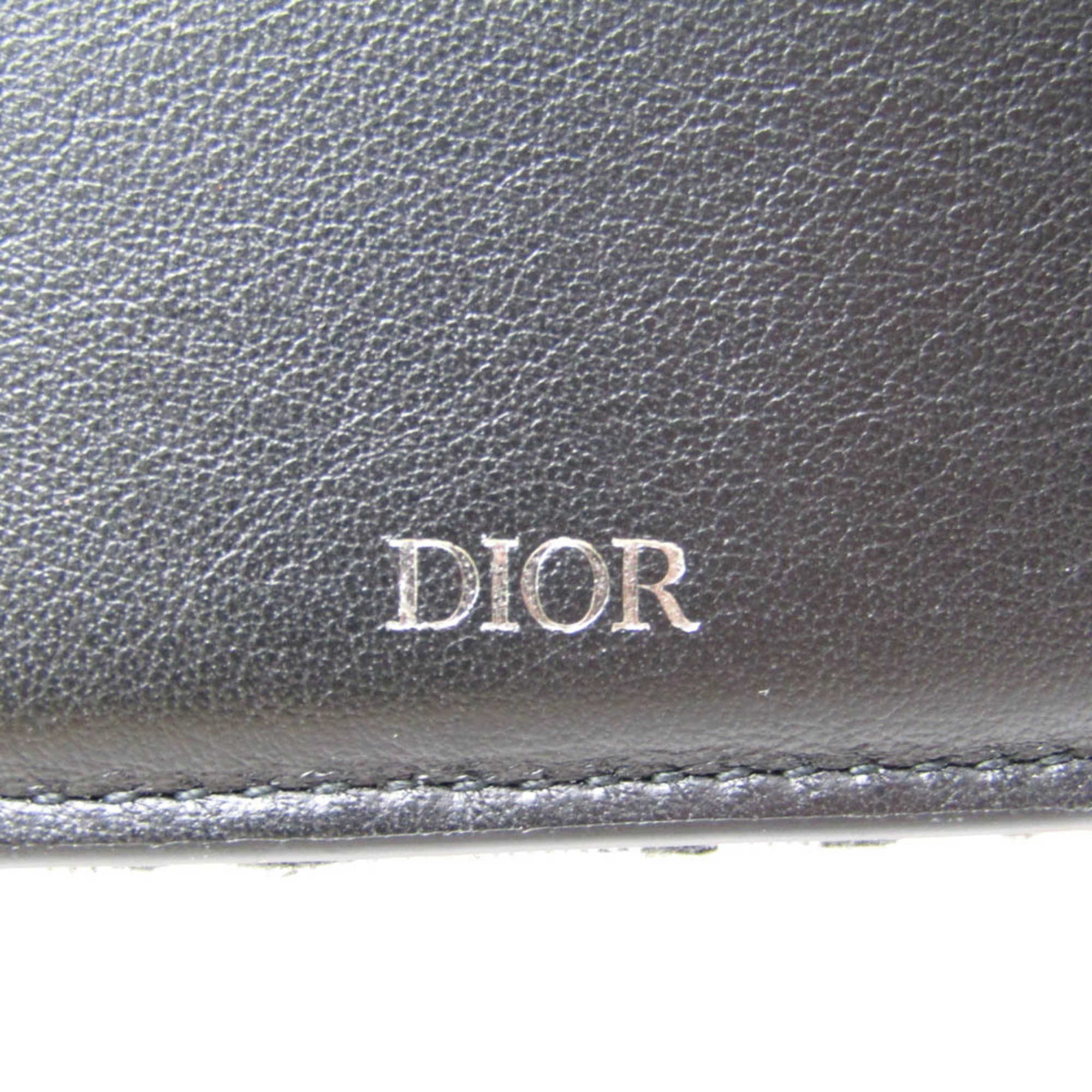 クリスチャン・ディオール(Christian Dior) オブリーク 20BBC027YSE レディース ジャカード ラムレザー 財布（二つ折り） ベージュ,ブラック