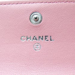 シャネル(Chanel) カメリア レザー カードケース ピンク