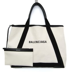 バレンシアガ(Balenciaga) ネイビーカバス M 339936 メンズ,レディース キャンバス,レザー ハンドバッグ,トートバッグ ブラック,オフホワイト