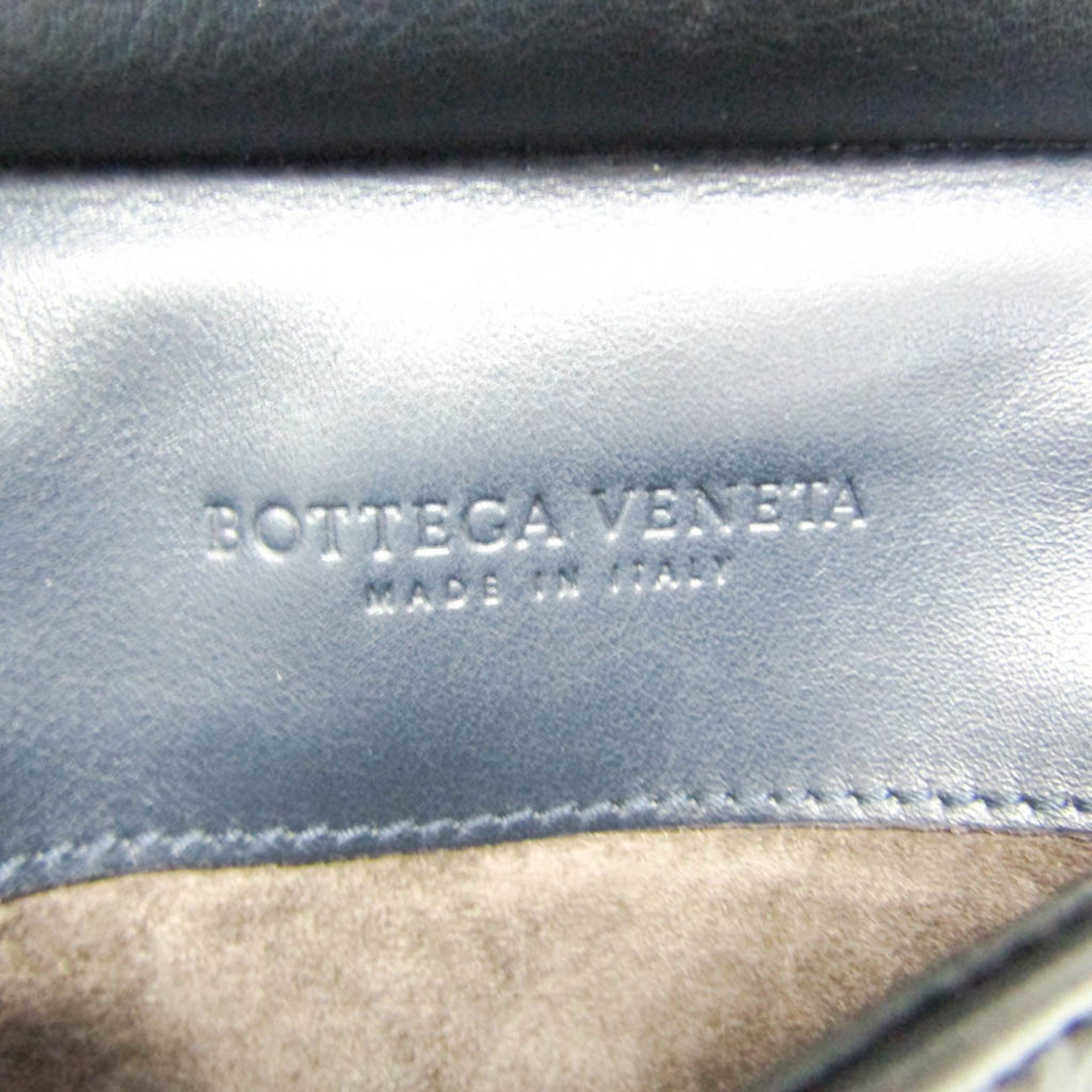 ボッテガ・ヴェネタ(Bottega Veneta) イントレチャート ミニ ダブルフェイス メンズ,レディース レザー クラッチバッグ,ショルダーバッグ ネイビー