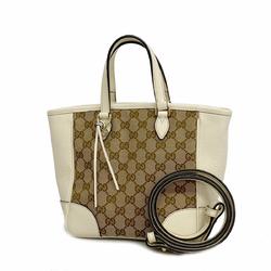 グッチ(Gucci) グッチ ハンドバッグ GGキャンバス 449241 キャンバス レザー ブラウン ベージュ ホワイト シャンパン  レディース