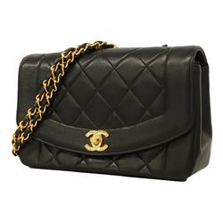 シャネル(Chanel) シャネル ショルダーバッグ マトラッセ ダイアナ チェーンショルダー ラムスキン ブラック   レディース