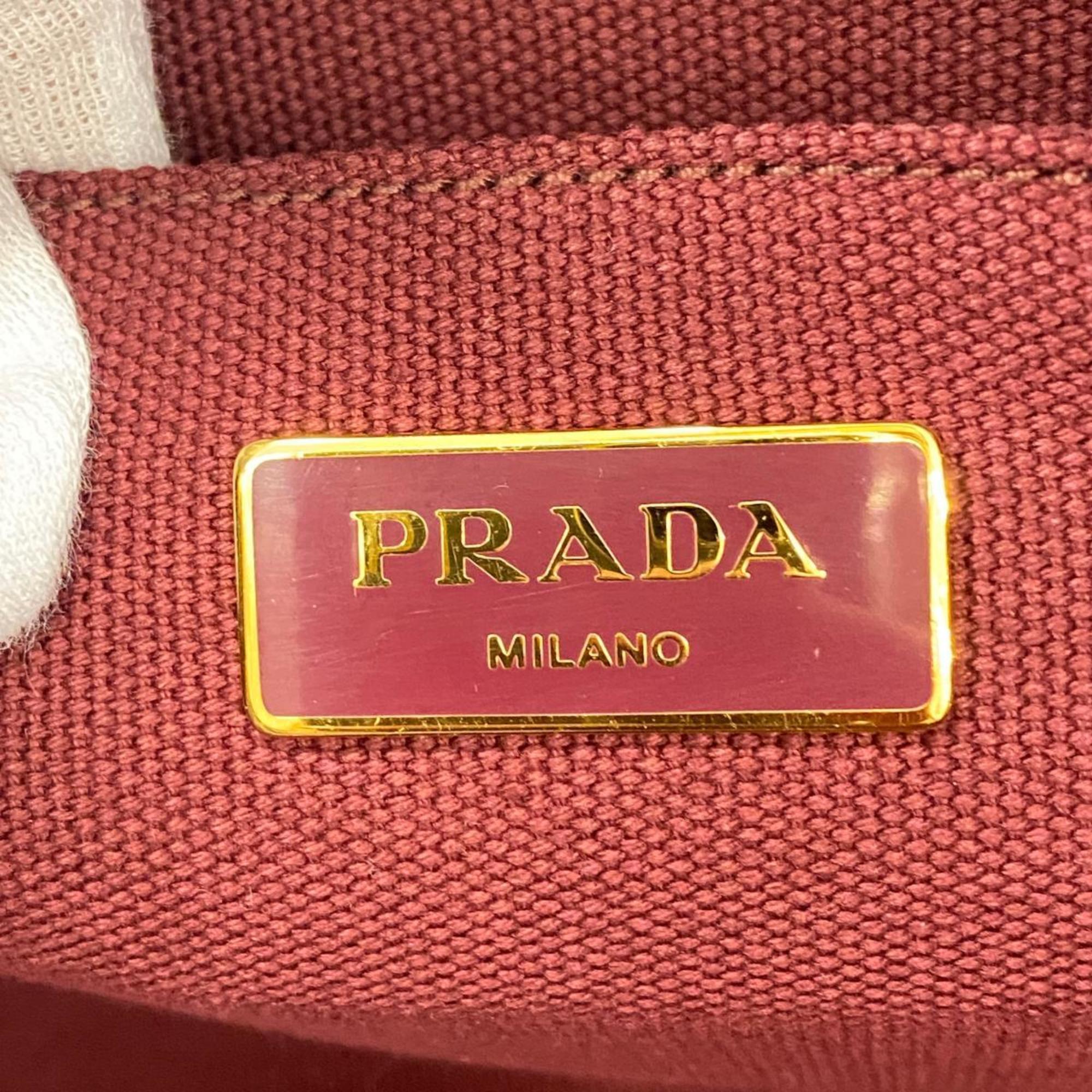 プラダ(Prada) プラダ トートバッグ カナパ キャンバス ブルー ボルドー   レディース