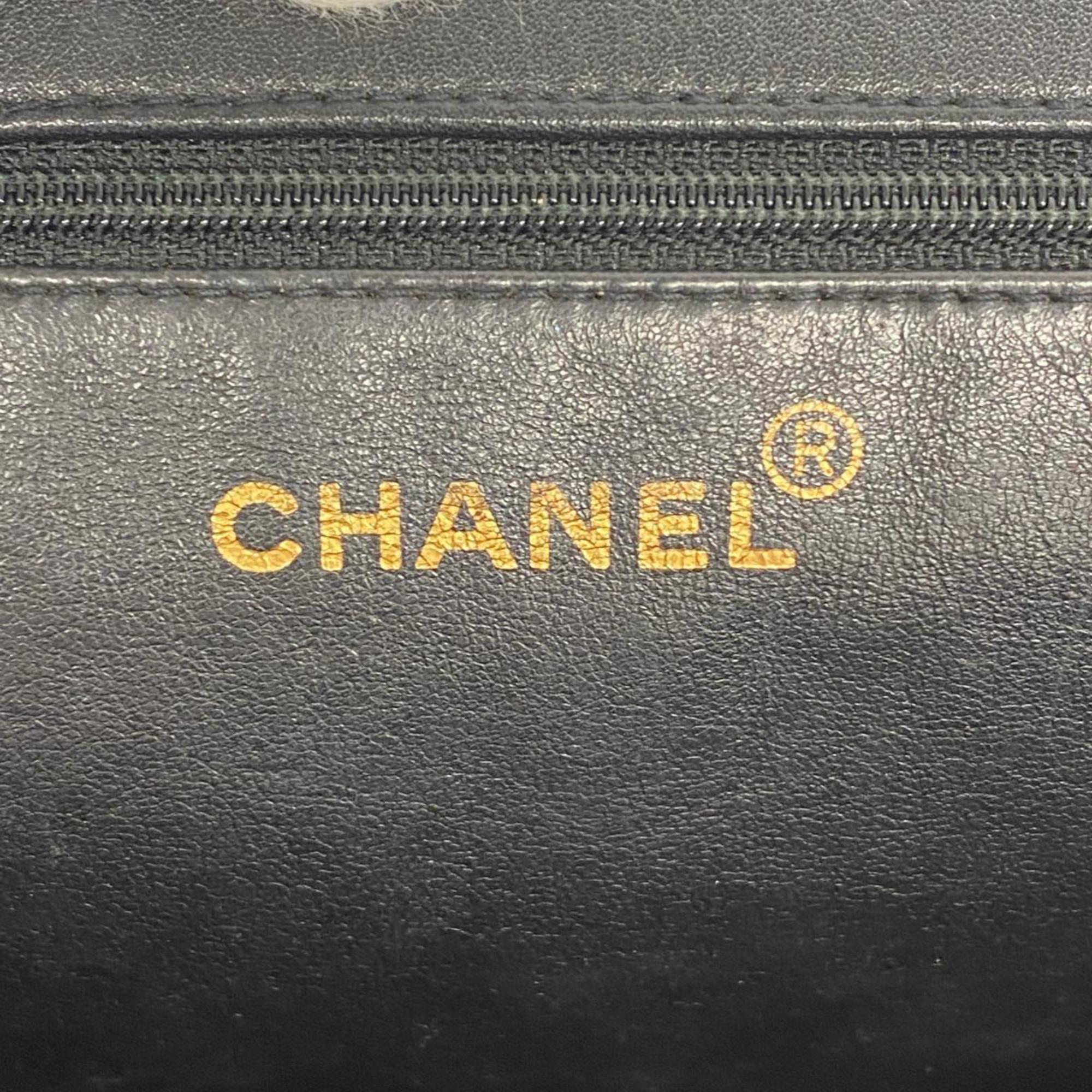 シャネル(Chanel) シャネル トートバッグ チェーンショルダー ラムスキン ブラック  レディース