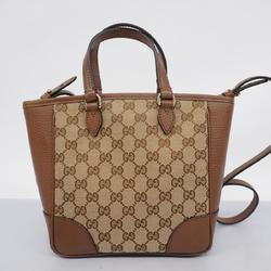 グッチ(Gucci) グッチ ハンドバッグ GGキャンバス 449241 キャンバス レザー ブラウン シャンパン  レディース