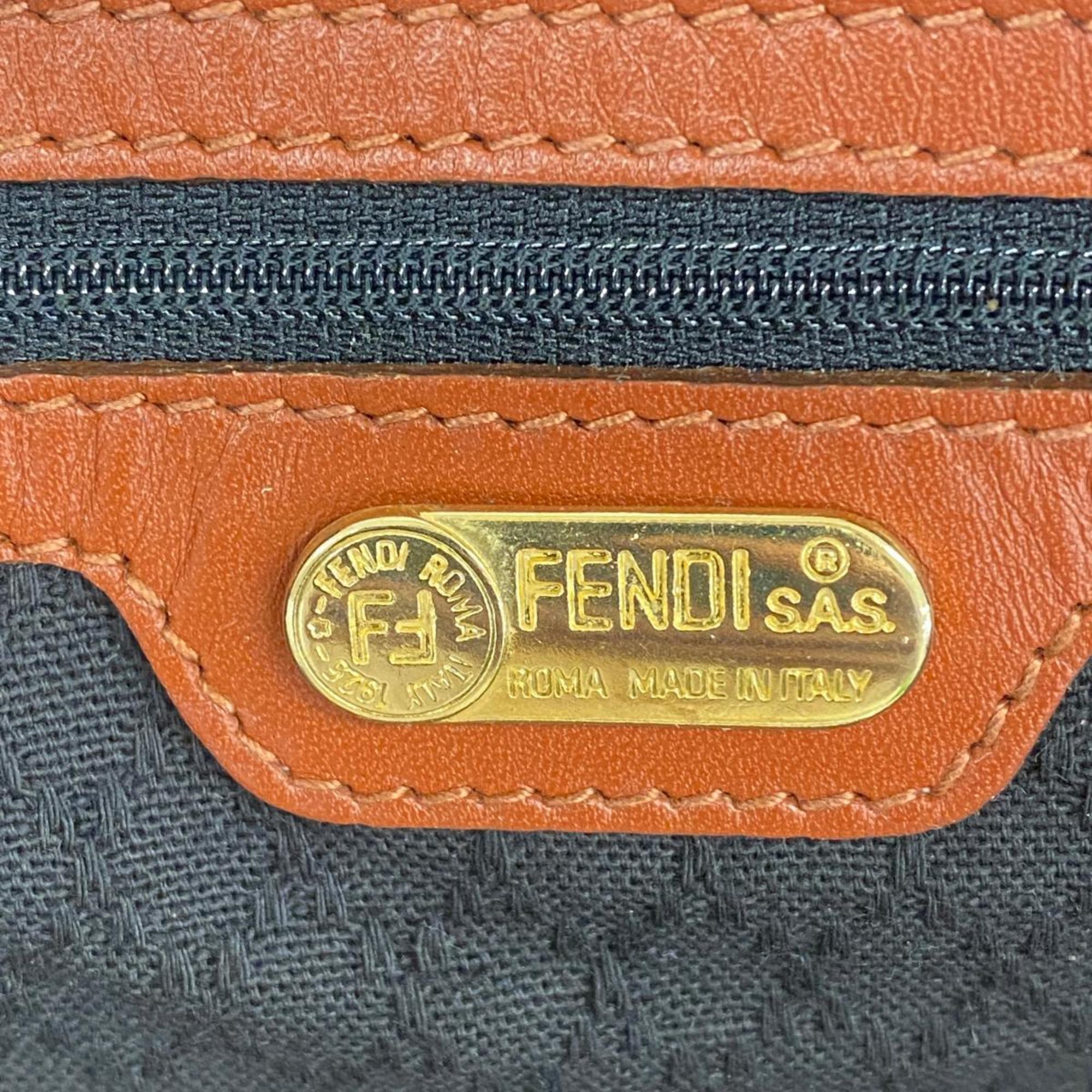 フェンディ(Fendi) フェンディ ボストンバッグ  レザー ブラウン ブラック   メンズ レディース