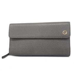 グッチ(Gucci) グッチ 長財布 インターロッキングG 449397 レザー グレー シャンパン  レディース