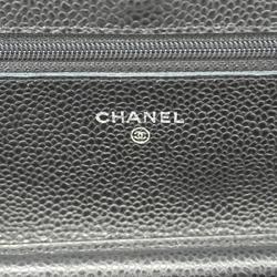 シャネル(Chanel) シャネル ショルダーウォレット マトラッセ チェーンショルダー キャビアスキン ブラック   レディース