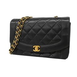 シャネル(Chanel) シャネル ショルダーバッグ ダイアナ チェーンショルダー ラムスキン ブラック   レディース