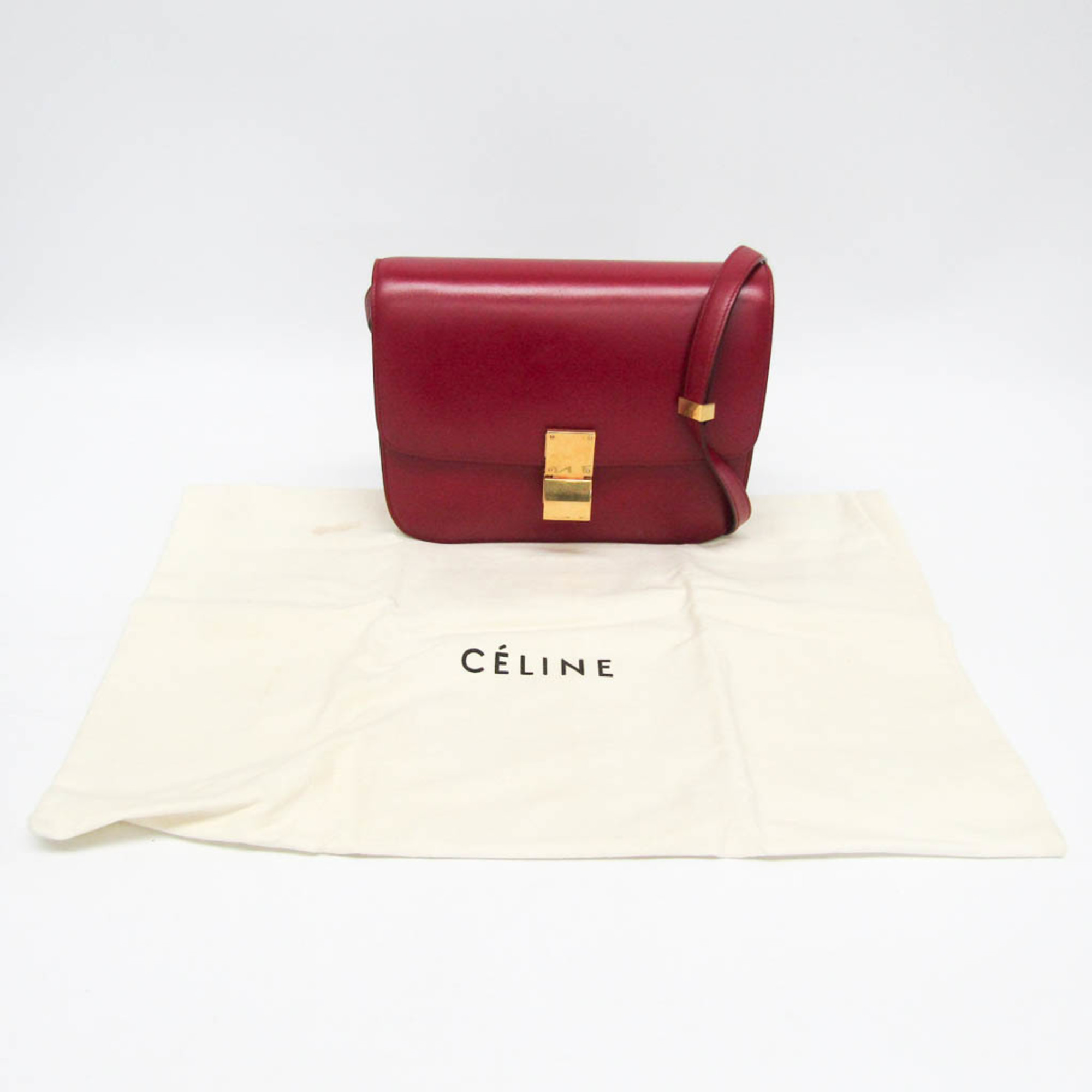 セリーヌ(Celine) クラシック ボックス ミディアム 189173 レディース レザー ショルダーバッグ レッド