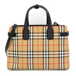 バーバリー(Burberry) バナートート 4076953 レディース レザー,キャンバス ハンドバッグ,ショルダーバッグ ベージュ