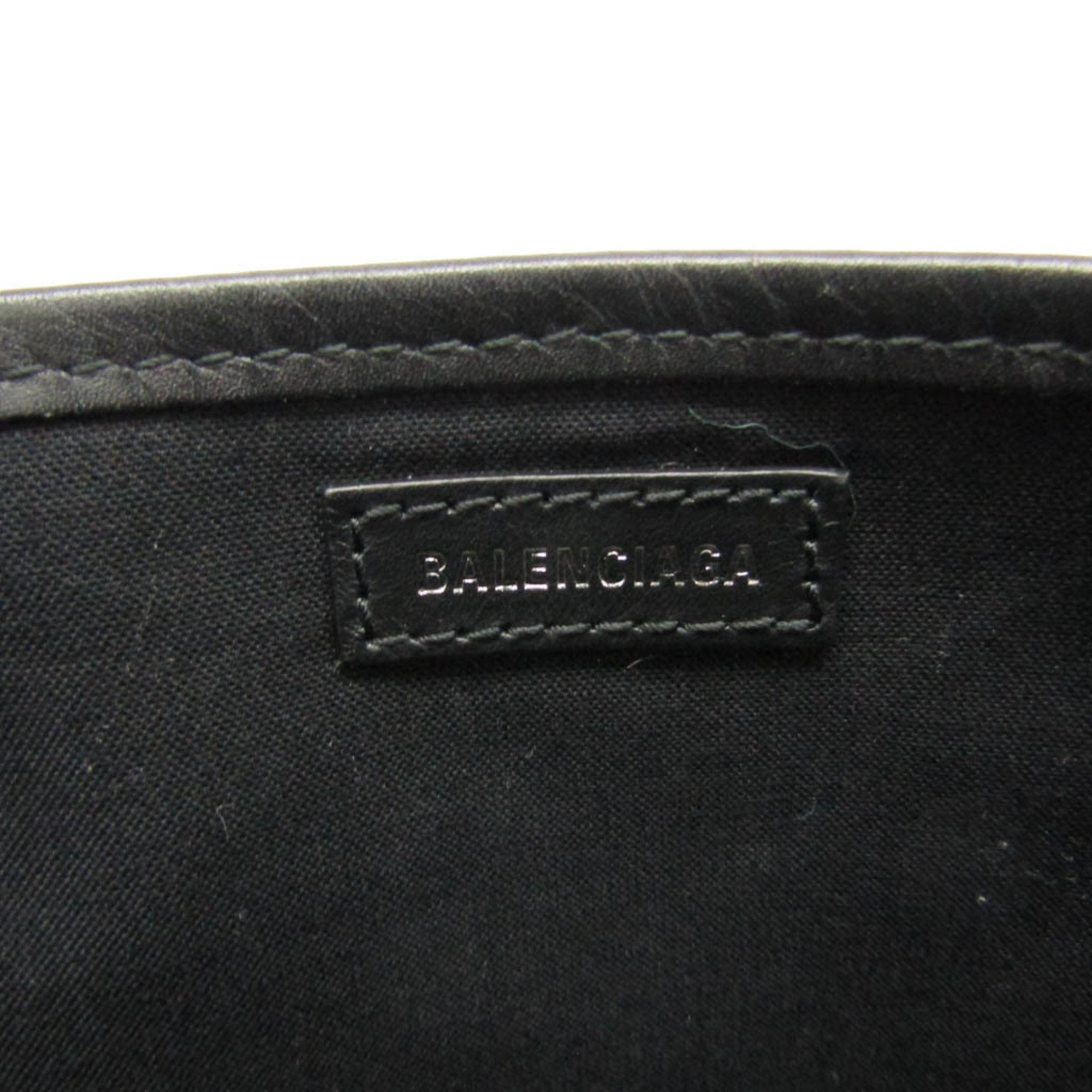 バレンシアガ(Balenciaga) Navy Cabas XS 390346 レディース キャンバス,レザー ハンドバッグ,ショルダーバッグ ブラック,オフホワイト