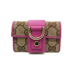 グッチ(Gucci) アビー 141419 レディース GGキャンバス レザー キーケース ベージュ,ピンク