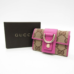 グッチ(Gucci) アビー 141419 レディース GGキャンバス レザー キーケース ベージュ,ピンク