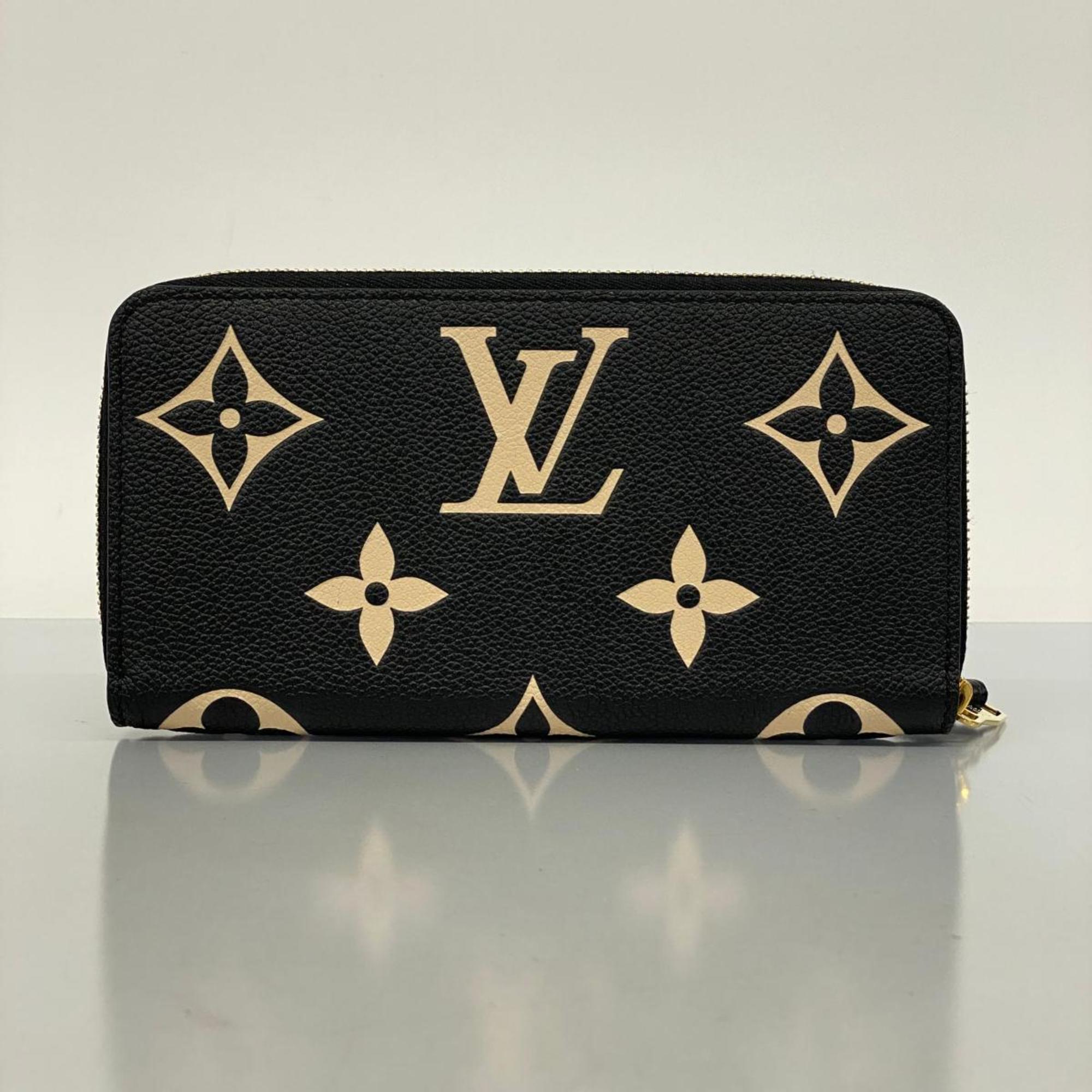 ルイ・ヴィトン(Louis Vuitton) ルイ・ヴィトン 長財布 モノグラム・アンプラント バイカラー ジッピーウォレット M80481 ブラックベージュレディース