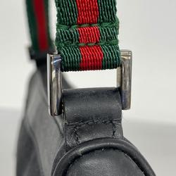 グッチ(Gucci) グッチ ポーチ シェリーライン 92820 デニム レザー ブラック  レディース