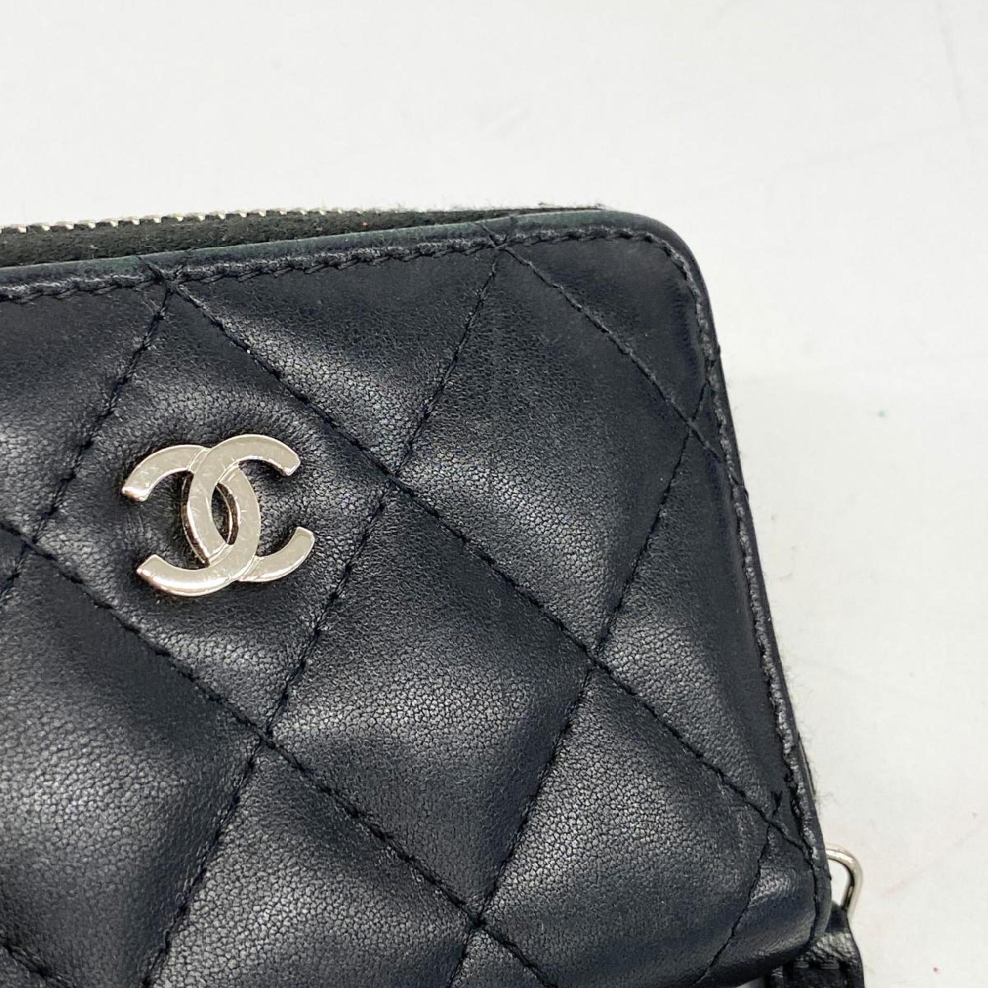 シャネル(Chanel) シャネル 財布・コインケース マトラッセ ラムスキン ブラック   レディース