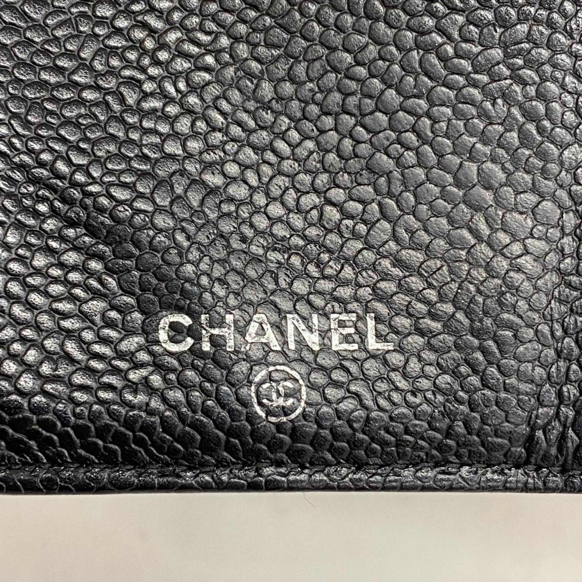 シャネル(Chanel) シャネル 長財布 マトラッセ キャビアスキン ブラック   レディース