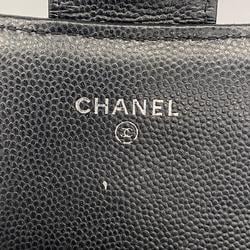 シャネル(Chanel) シャネル 長財布 Vステッチ キャビアスキン ブラック   レディース