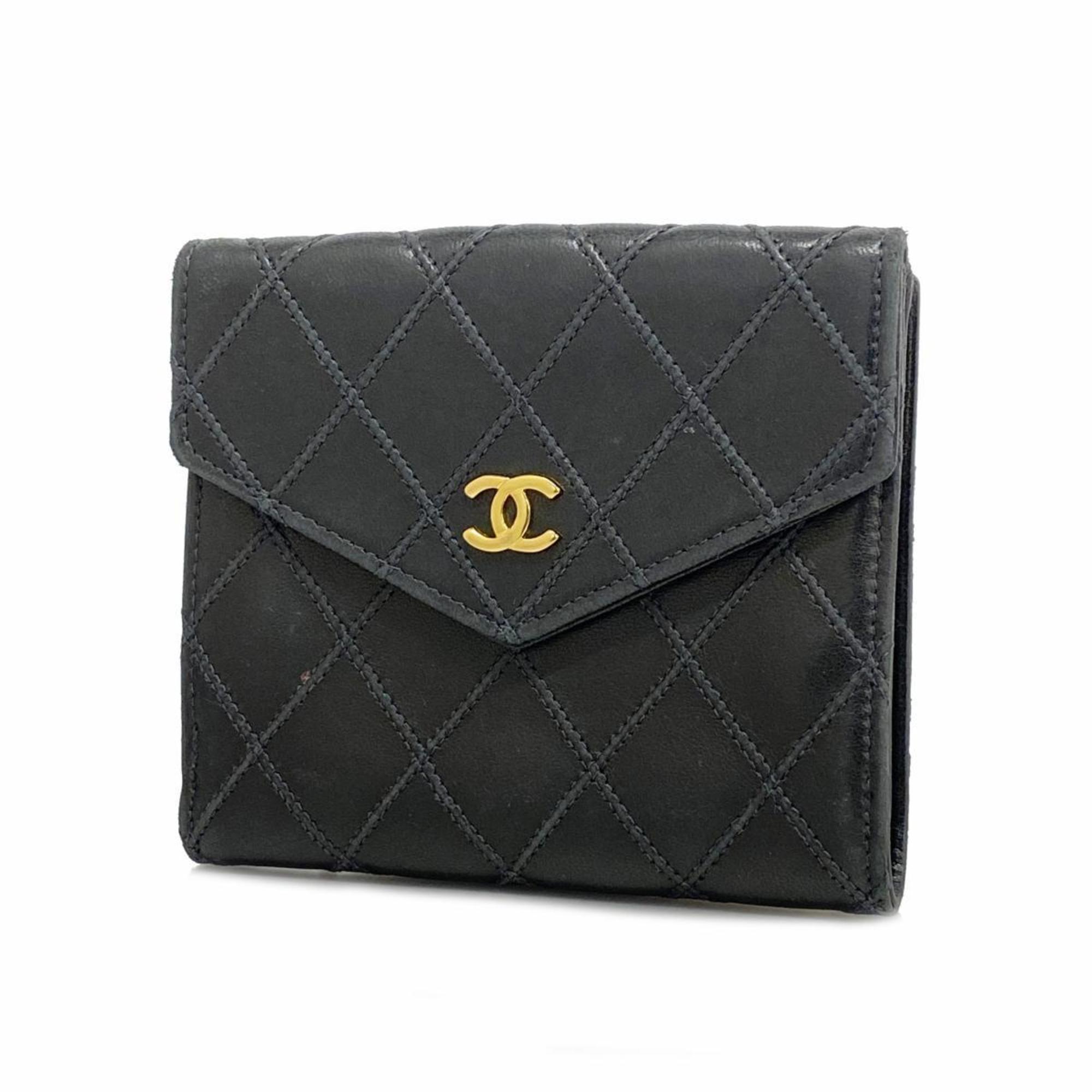 シャネル(Chanel) シャネル 財布 ビコローレ ラムスキン ブラック   レディース