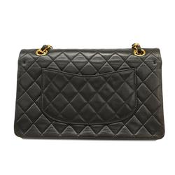 シャネル(Chanel) シャネル ショルダーバッグ マトラッセ Wフラップ Wチェーン ラムスキン ブラック   レディース