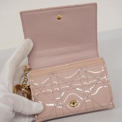 クリスチャン・ディオール(Christian Dior) クリスチャンディオール 名刺入れ・カードケース カナージュ エナメル ピンク シャンパン  レディース