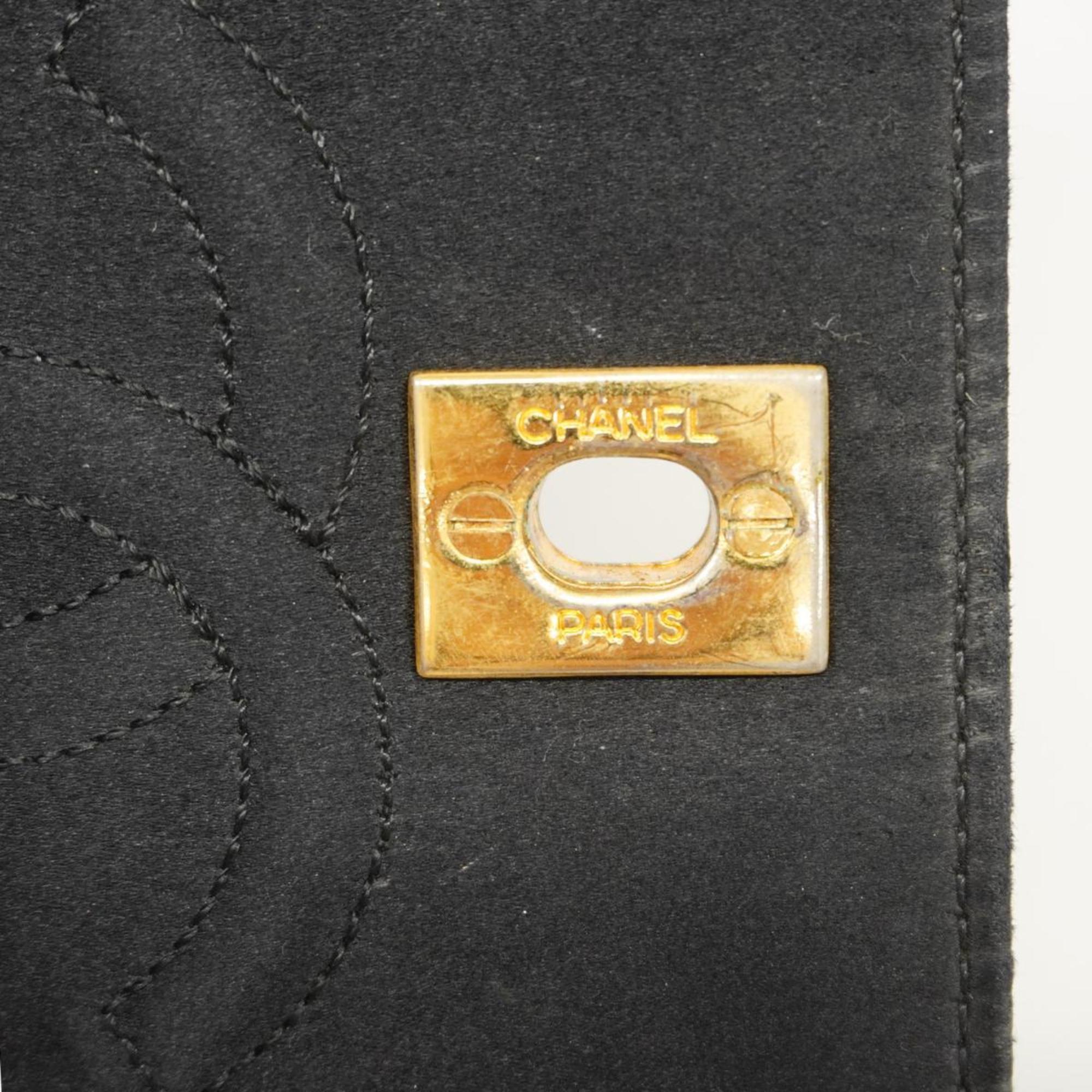 シャネル(Chanel) シャネル ショルダーバッグ マトラッセ チェーンショルダー サテン ブラック   レディース