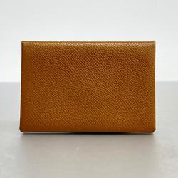 エルメス(Hermes) エルメス 名刺入れ・カードケース カルヴィ □M刻印 ヴォーエプソン ゴールド   レディース