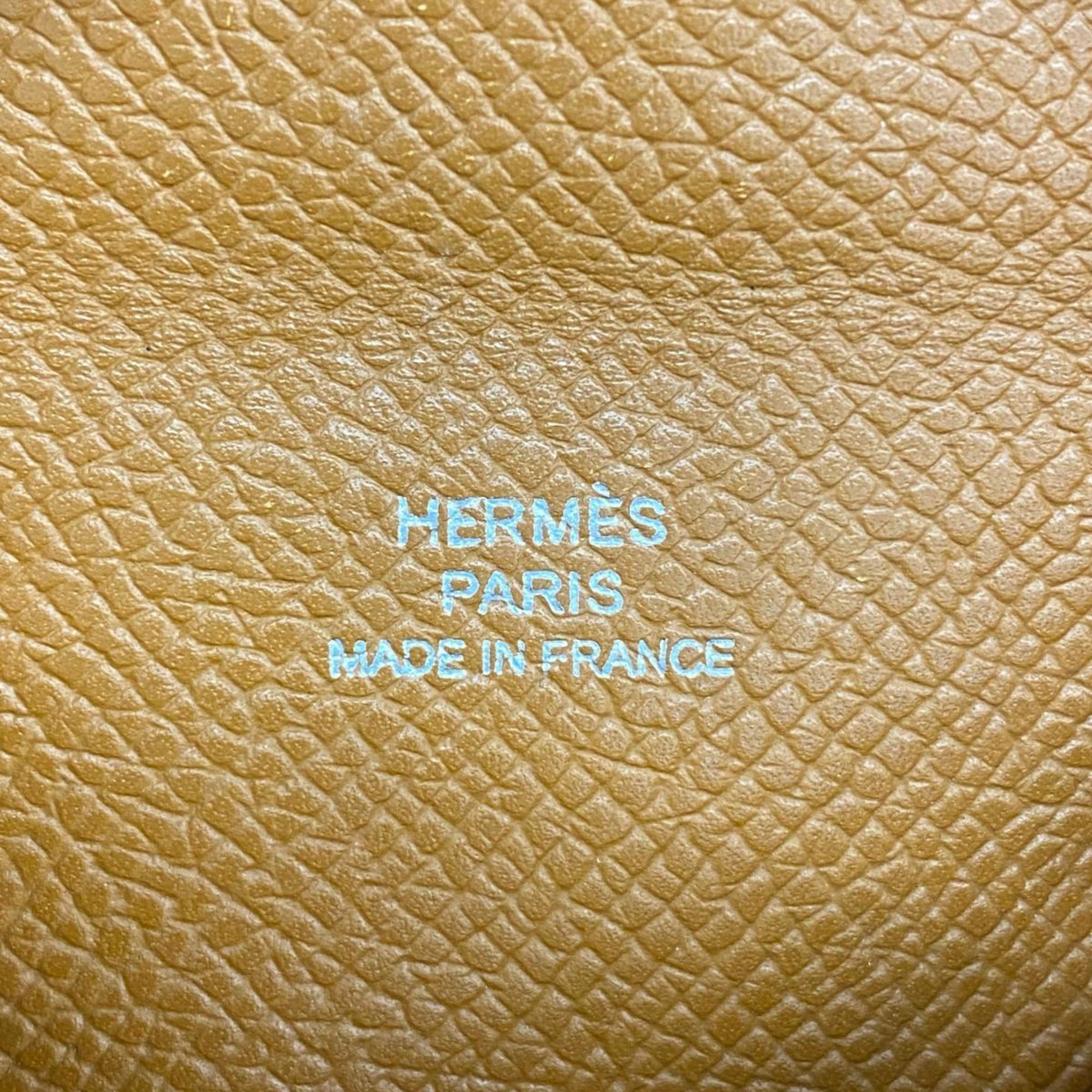 エルメス(Hermes) エルメス 名刺入れ・カードケース カルヴィ □M刻印 ヴォーエプソン ゴールド   レディース