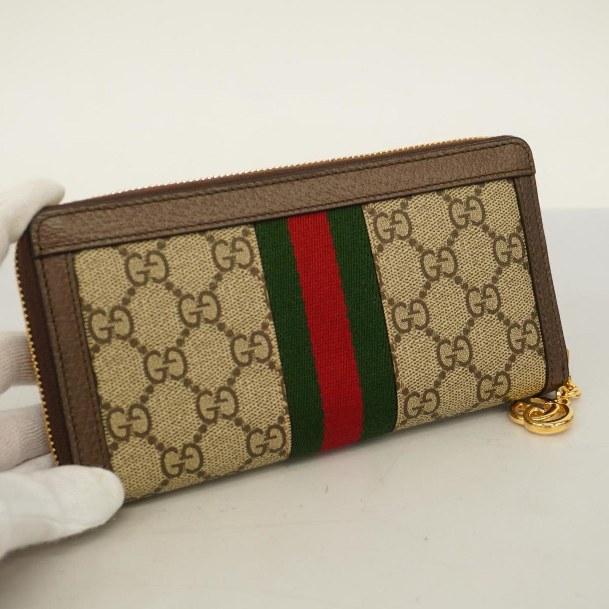 グッチ(Gucci) グッチ 長財布 オフィディア 523154  ブラウン ベージュ   メンズ レディース