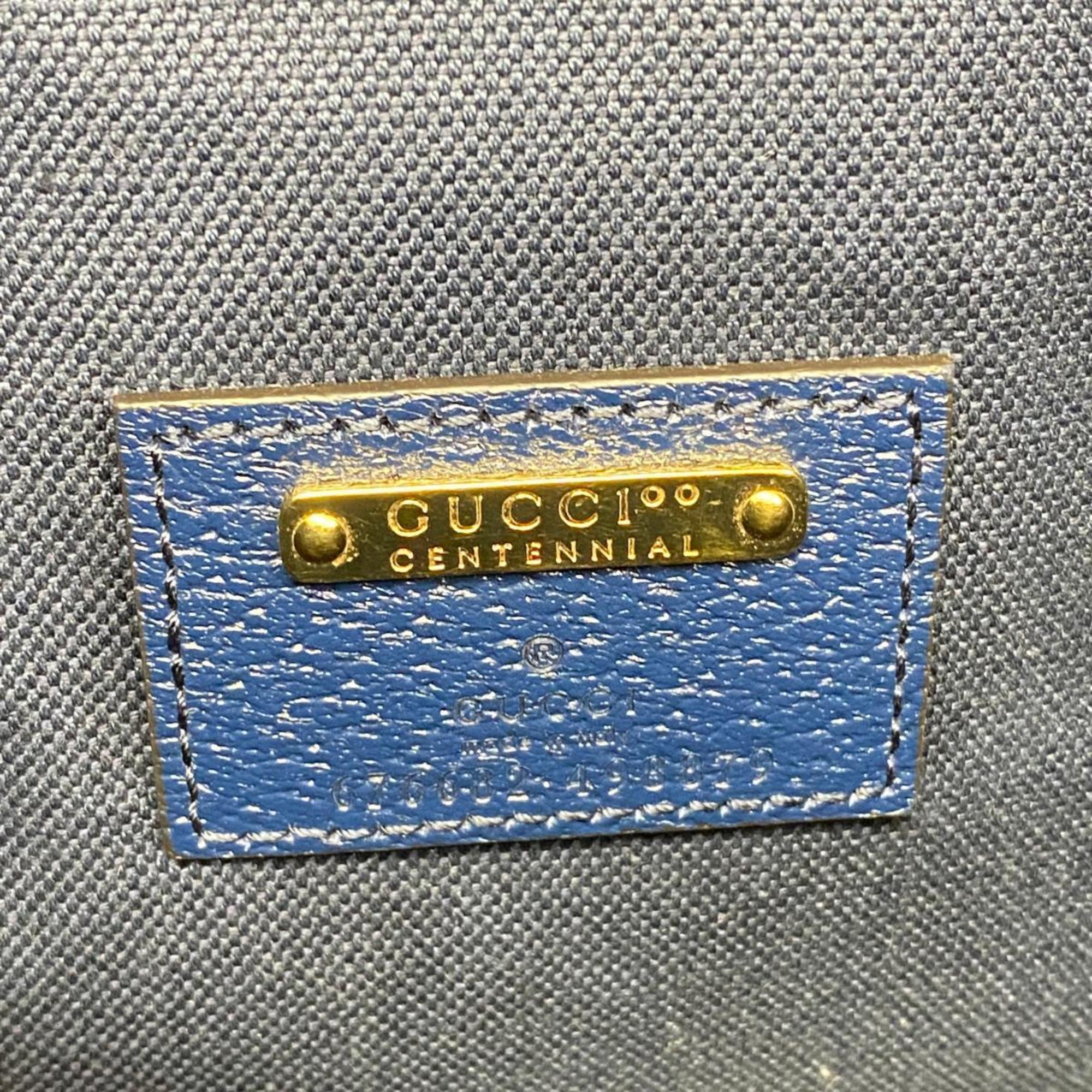 グッチ(Gucci) グッチ ショルダーバッグ GGカレイドスコープ 676682  レザー ネイビー イエロー   レディース