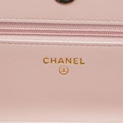 シャネル(Chanel) シャネル ショルダーウォレット マトラッセ チェーンショルダー ラムスキン ピンク   レディース